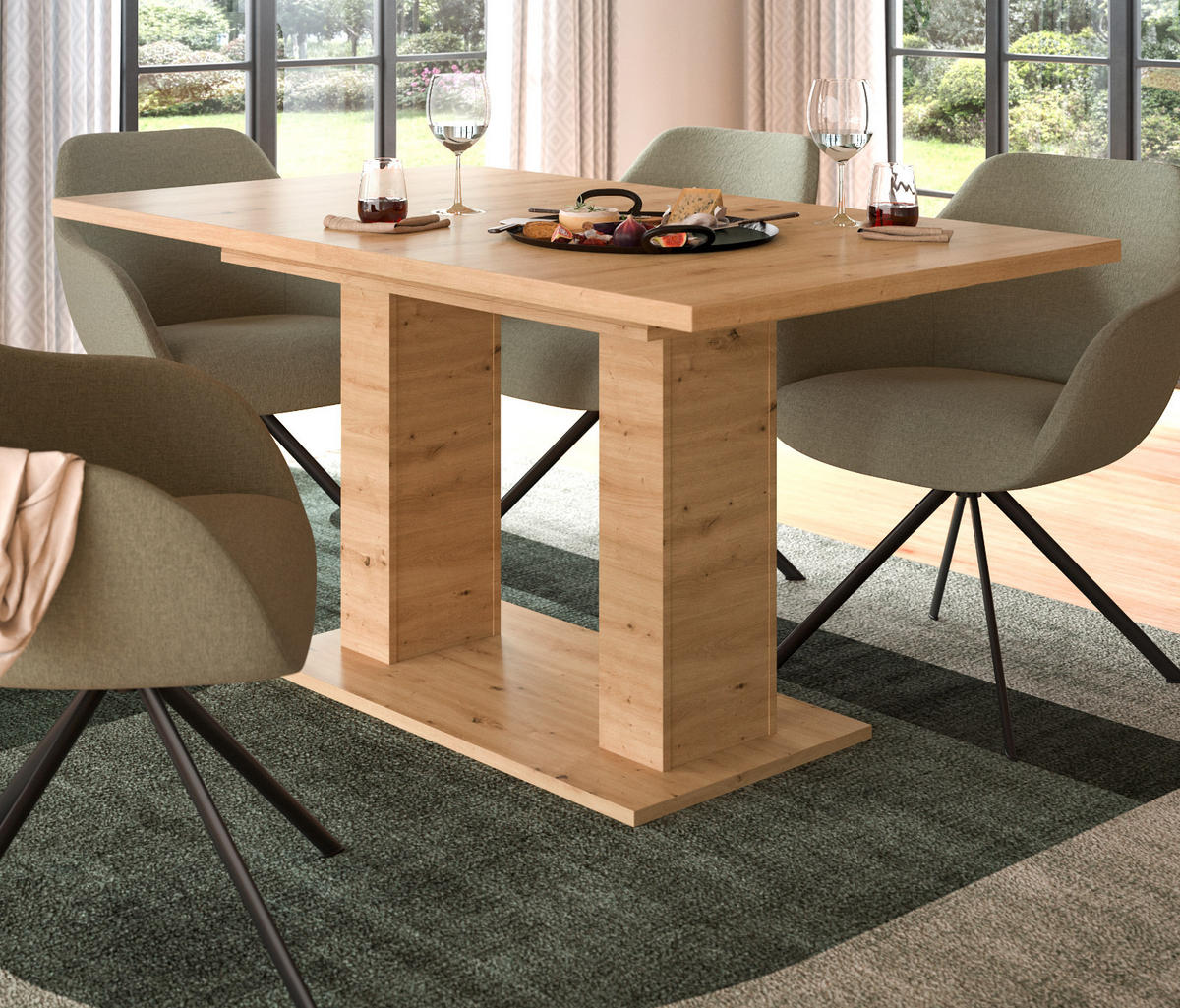 ESSTISCH Eiche Artisan, Küchentisch ausziehbar 150 - 190 cm - Eiche Artisan, Holzwerkstoff/Metall (150/90/76cm) - Inn.Furn