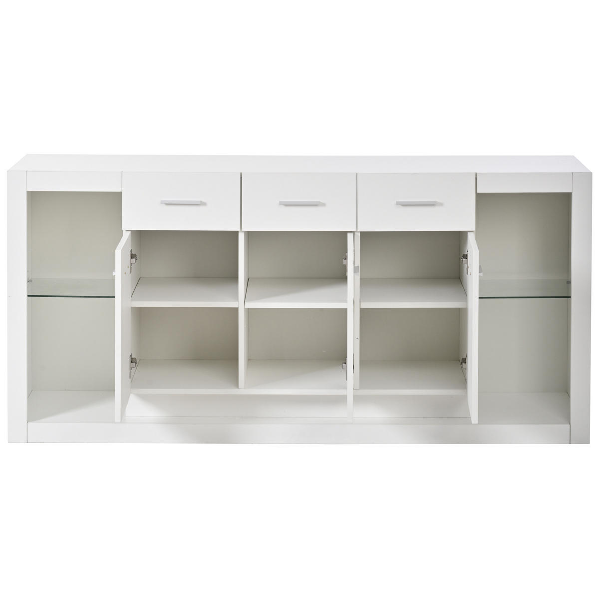 SIDEBOARD 160/40/75 cm z dřevotřísky bílá, s LED osvětlením a 3 zásuvkami - bílá, kompozitní dřevo (160/75/40cm) - Modenvie