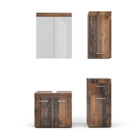 BADMÖBEL-SET Luna Oldstyle 4 Teile - Braun, Holzwerkstoff (60/56/34cm) - Vicco