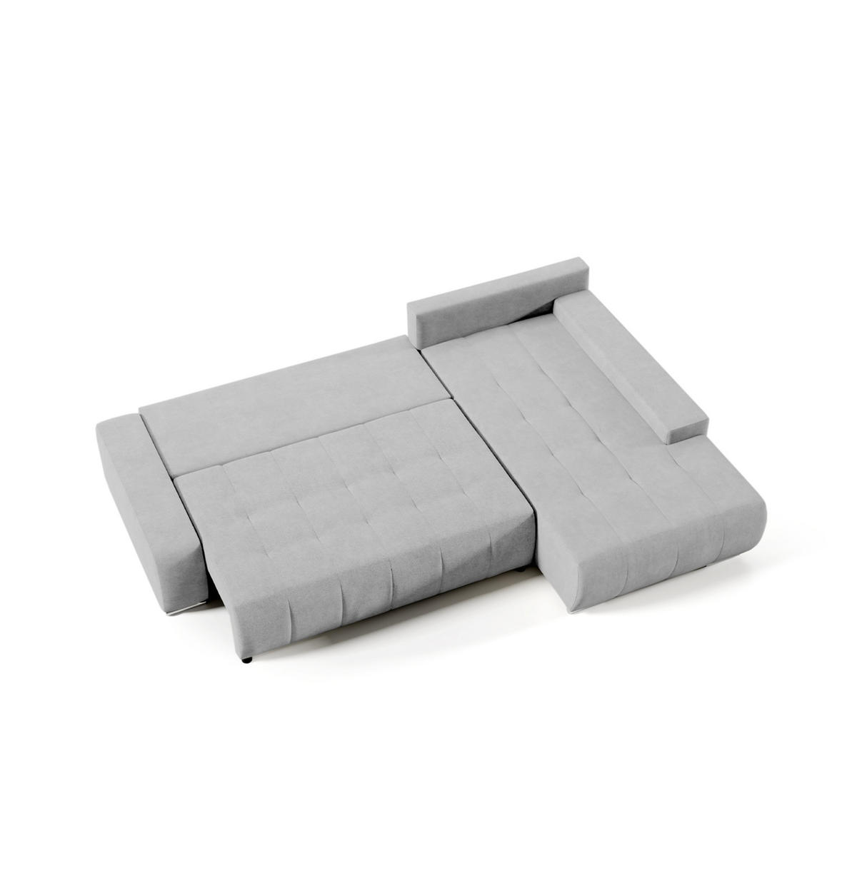 ECKSOFA mit Schlaffunktion Dhaka L, Hellgrau - Hellgrau, Textil (185/265cm) - Fedve