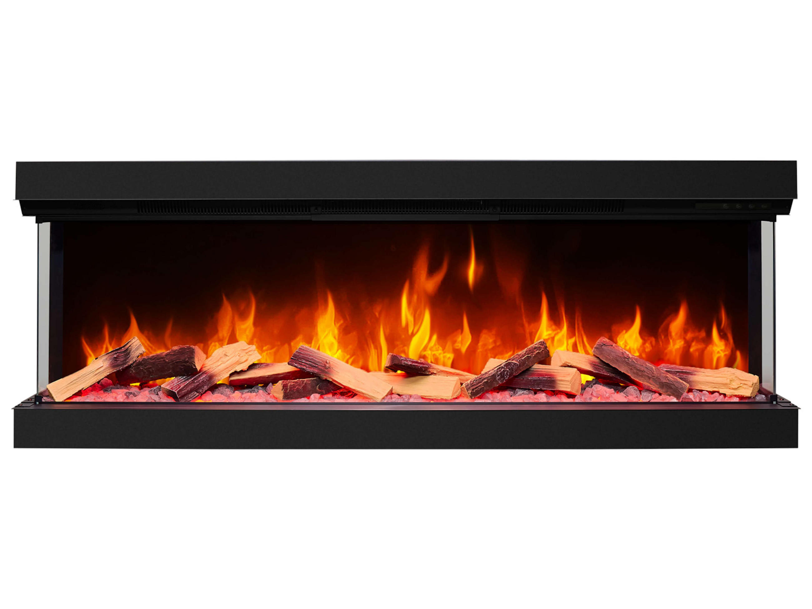 EINBAU-ELEKTROKAMINEINSATZ AF60TS – dreiseitig, Breite 150 cm, 3D-Flammeneffekt, Heizfunktion, WLAN - Schwarz, Glas/Metall (150/55.5/32cm) - ArtiFlame