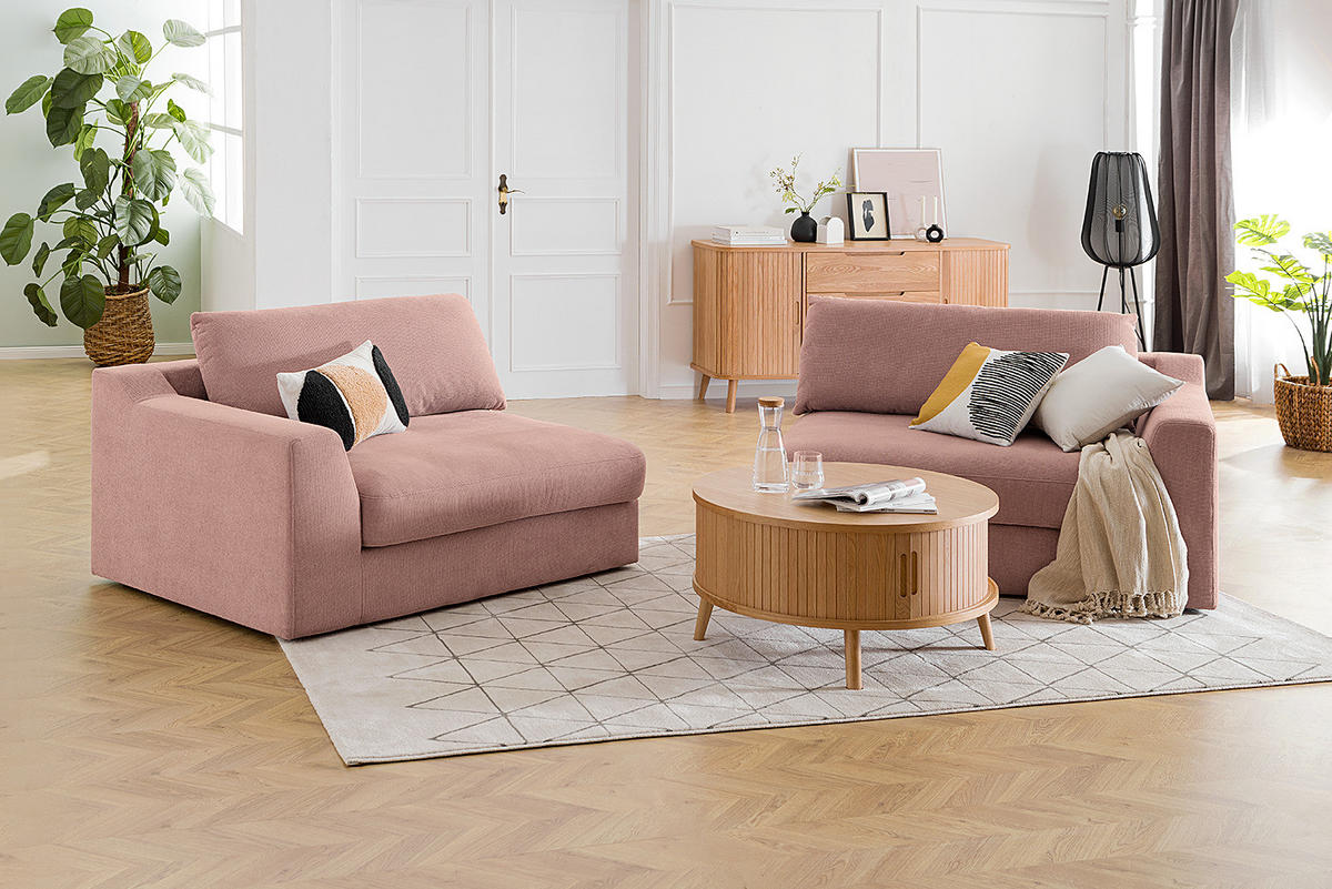 BIG-SOFA - Hellrosa, Kunststoff/Textil (274/90/112cm) - home24