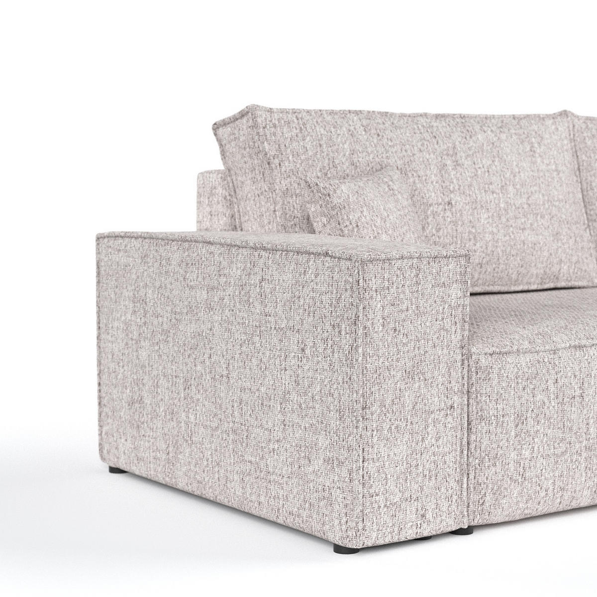 SOFA RESSO mit Schlaffunktion Beige im Neve Stoff - Beige/Schwarz, Holz/Holzwerkstoff (255/70/105cm) - AltaBeds