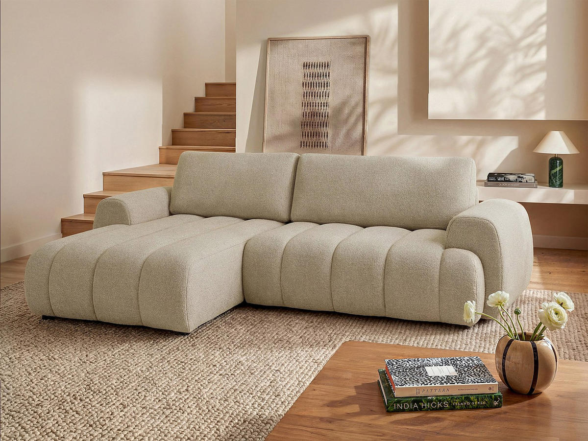 SCHLAFSOFA - 4 Personen-Sitzer - Stoff - Beige - - Beige, Textil (272/81/168cm) - Vente-Unique
