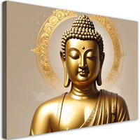 LEINWANDBILD, Goldener Buddha vor elegantem hellem Hintergrund - Goldfarben, Textil (60/40cm) - Feeby