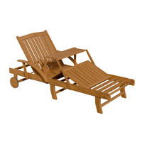 SONNENLIEGE SunScape Akazie mit Rädern & Tisch - Naturfarben, Holz (72.5/30/196cm) - Juskys