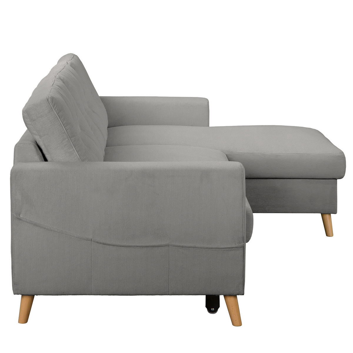 ECKSOFA mit Longchair - Braun/Grau, Holz/Textil (223/148cm) - home24