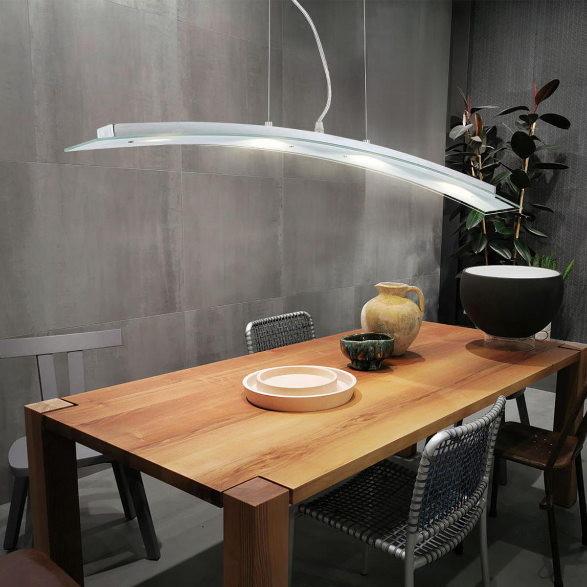 LED HÄNGELEUCHTE Glasplatte Weiß - Weiß, Glas (86/9/120cm) - Globo Lighting