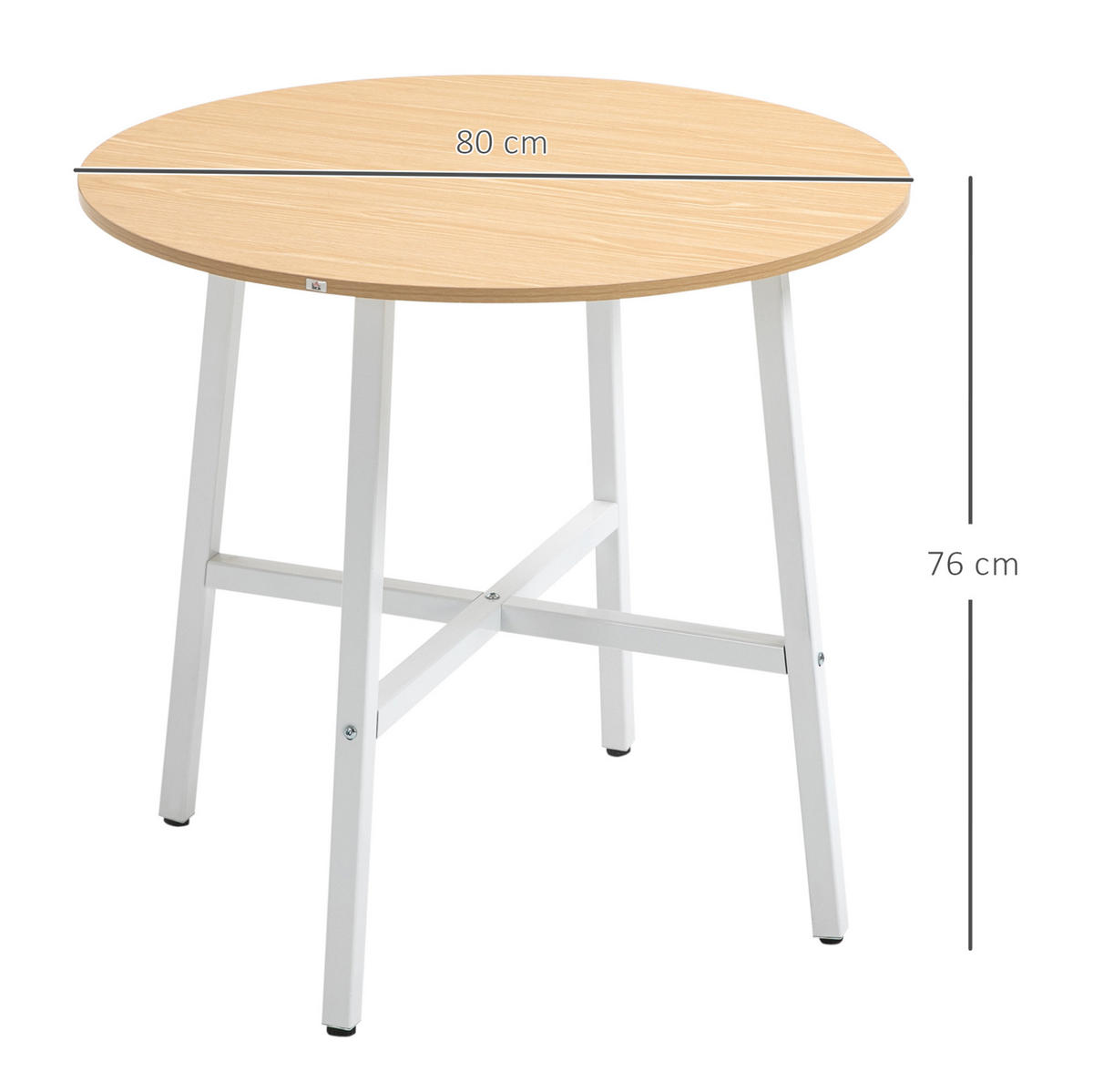ESSTISCH aus Holzwerkstoff und Metall 80x80x76 cm Naturholz für 4 Personen mit rutschfesten Fußpolstern - Braun, Holzwerkstoff (80/80/76cm) - Modfu