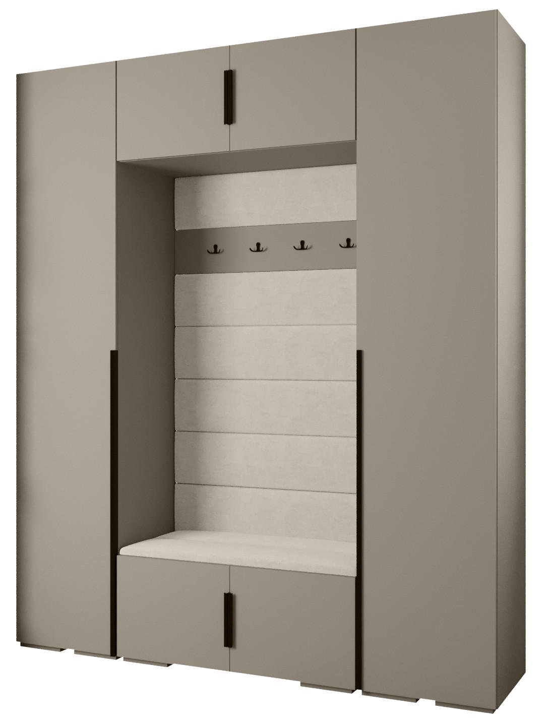 Abiks Möbel Garderoben-Set Kaschmir, Beige, Schwarz 200x236.7x47 cm