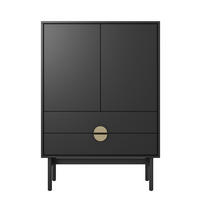 HIGHBOARD Stoon Schwarz 85 cm - Goldfarben/Schwarz, Holzwerkstoff/Metall (85.5/124/38cm) - Selsey