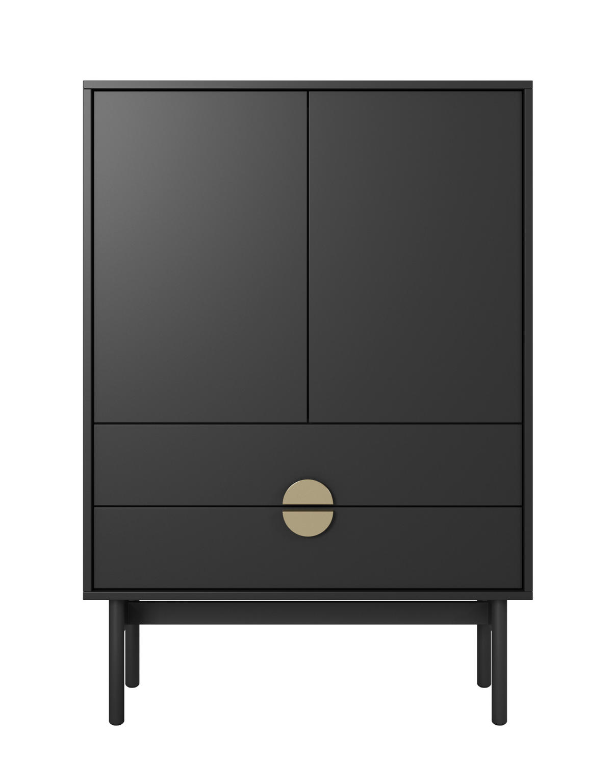 HIGHBOARD Stoon Schwarz 85 cm - Goldfarben/Schwarz, Holzwerkstoff/Metall (85.5/124/38cm) - Selsey