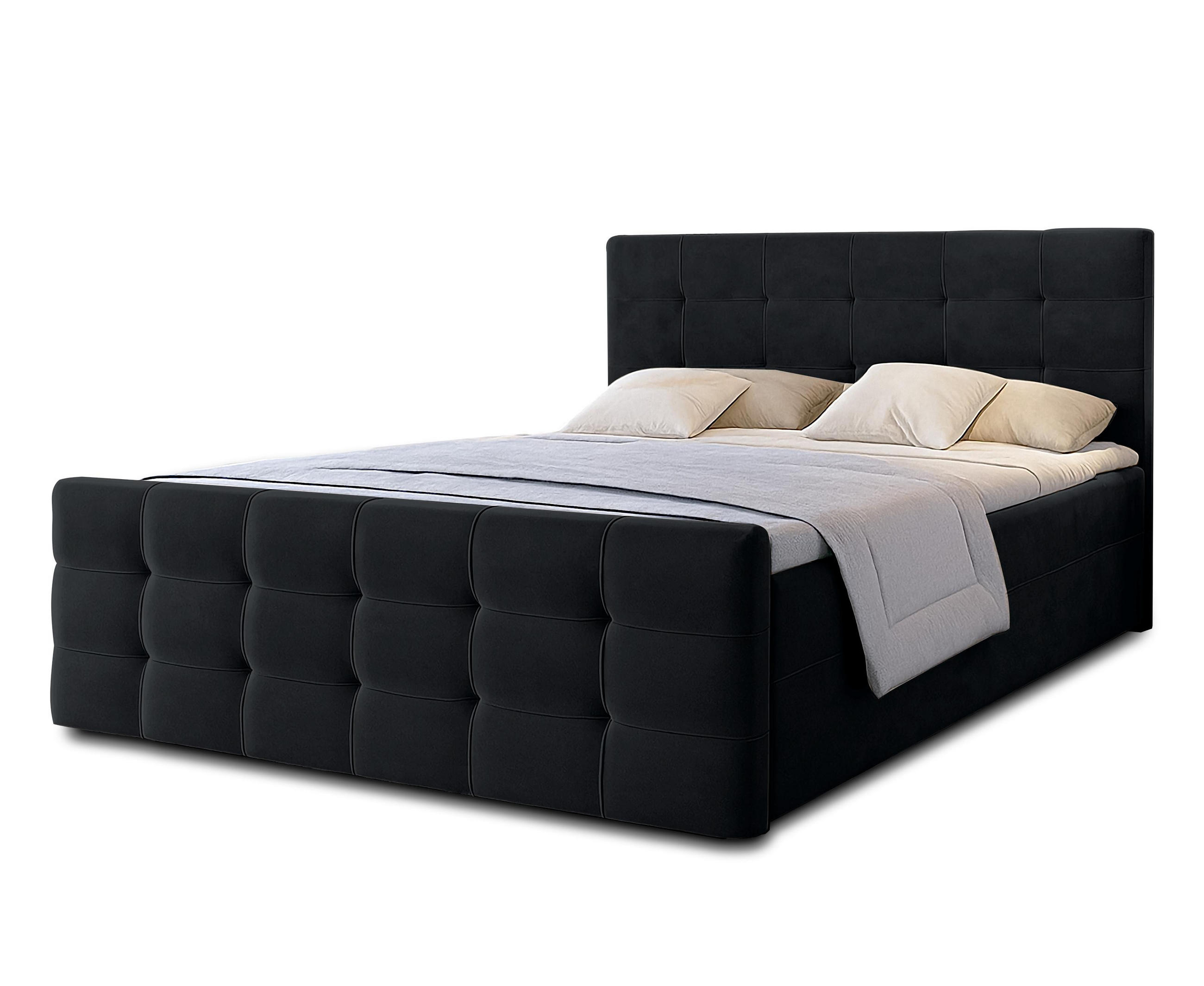 BOXBETT ARGENTARO 160x200 cm mit Bettkasten und Matratze - Schwarz - Schwarz, Holz/Holzwerkstoff (160/200cm) - AX Living