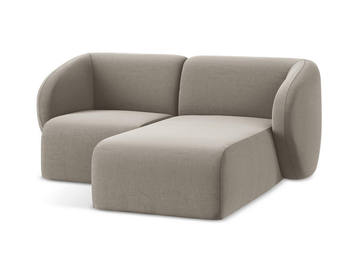 ECKSOFA Rechts Samt Stoff Grau - Taupe/Schwarz, Holzwerkstoff/Kunststoff (178/166cm) - Makamii