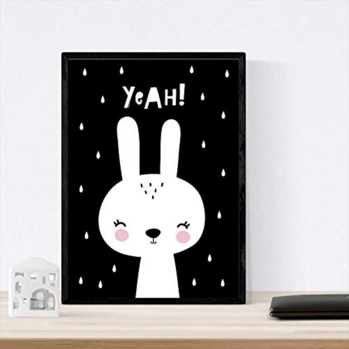 POSTER Set mit 4 von Kaninchen, Giraffe, Kaktus und Wolke A3 Rahmenlos - Klar, Papier (29.7/3cm) - Nacnic