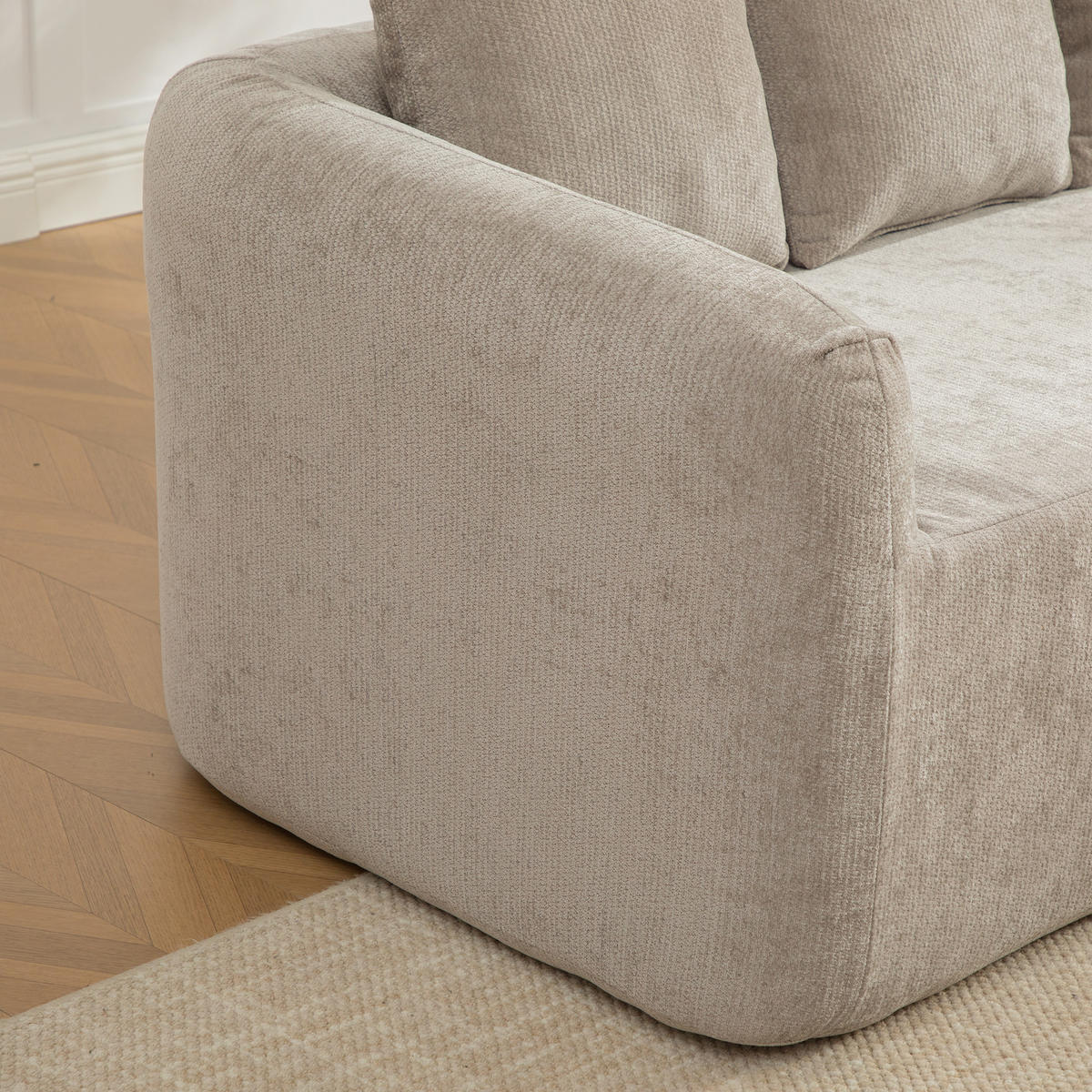 ECKSOFA Chenille Grau mit Kissen - Grau, Textil (270/172cm) - WISHDOR