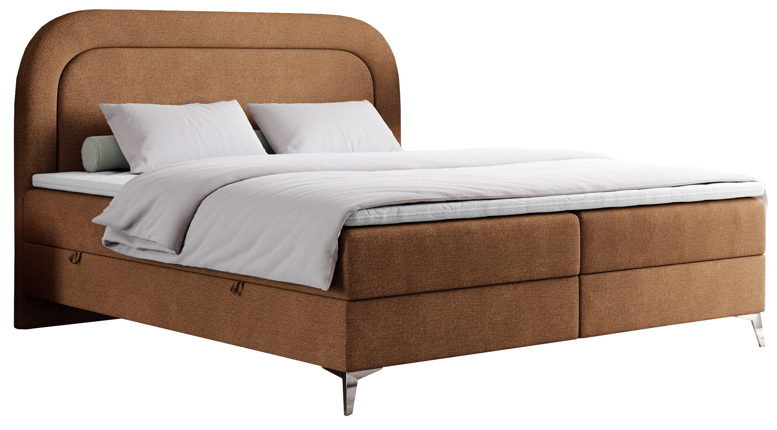 BOXBETT EIRA 120/200 Orange Struktur - H3 - Silberfarben/Orange, Holz/Textil (120/200cm) - MKS