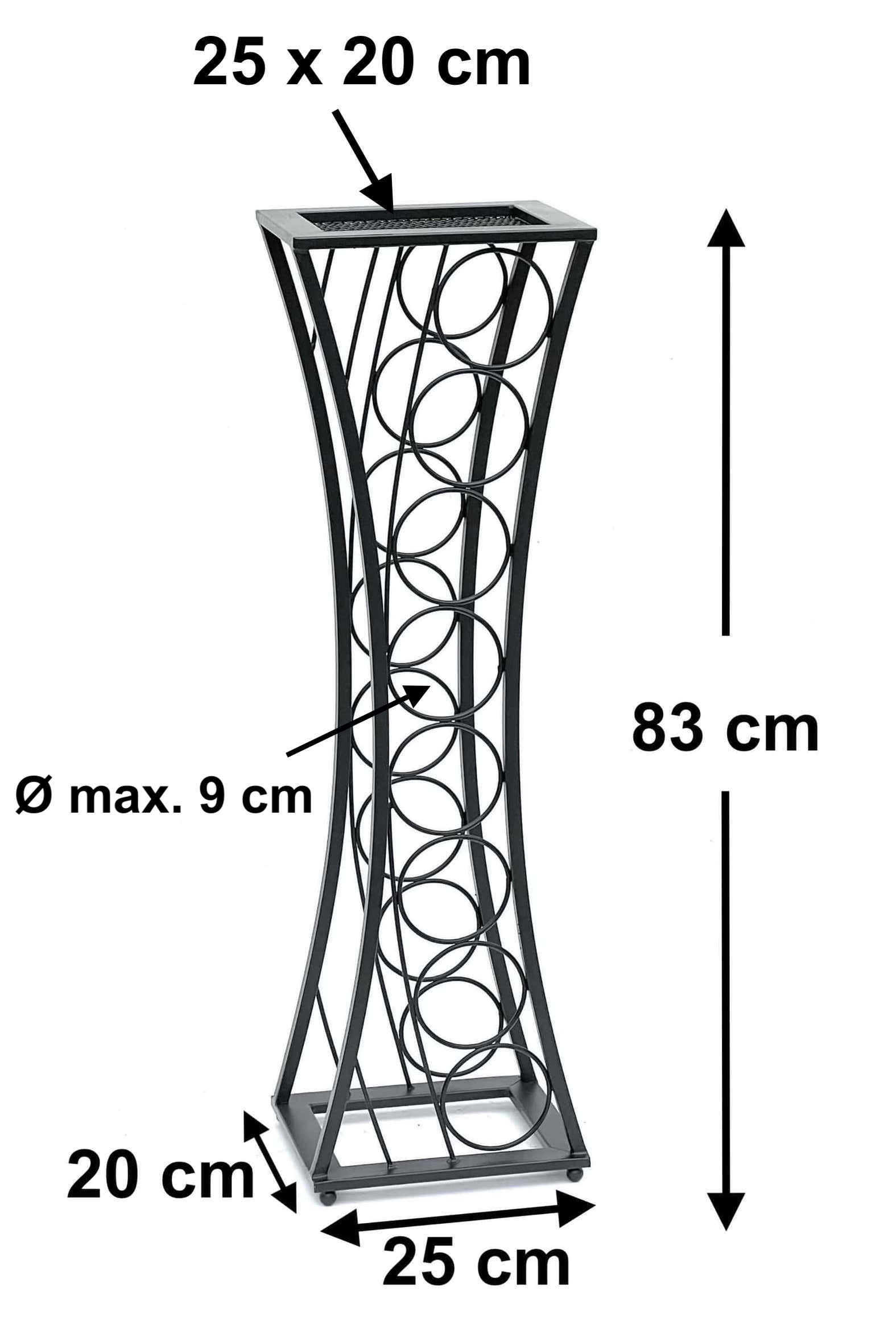 WEINREGAL Metall Schwarz Stehend Mika 80 cm - Schwarz, Metall (25/83/20cm) - DanDiBo