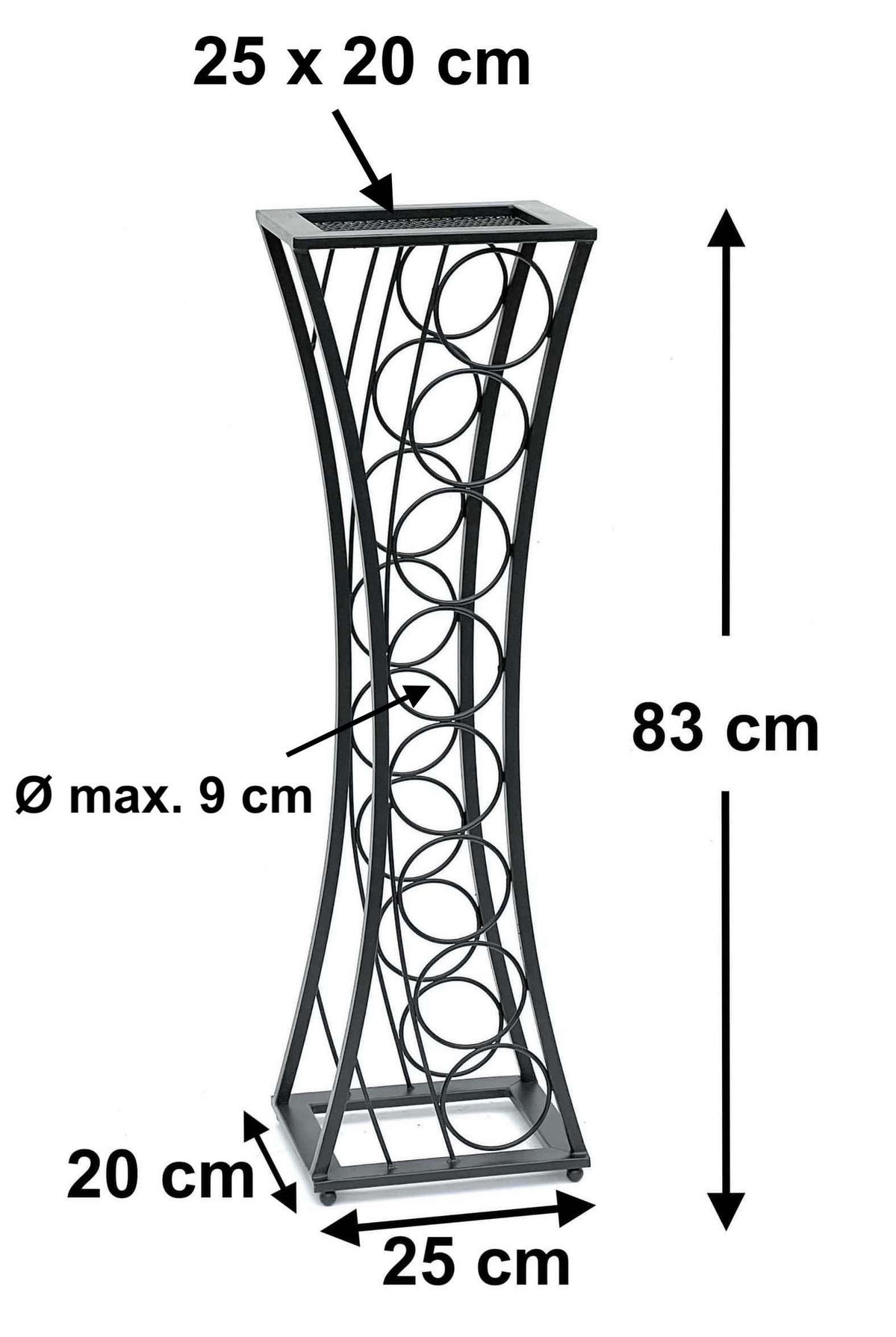 WEINREGAL Metall Schwarz Stehend Mika 80 cm - Schwarz, Metall (25/83/20cm) - DanDiBo