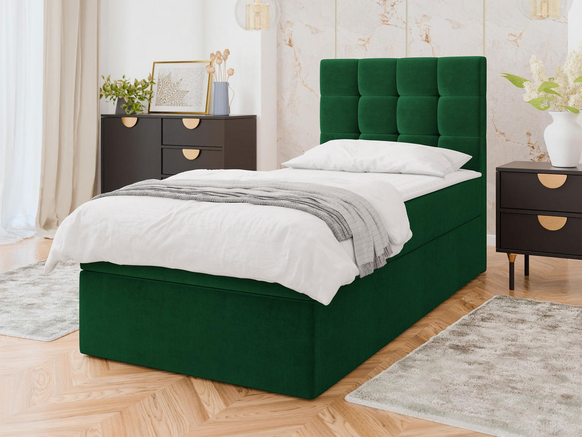 BOXBETT Luanda Single - Schwarz/Grün, Holz/Kunststoff (80/200cm) - MIRJAN24