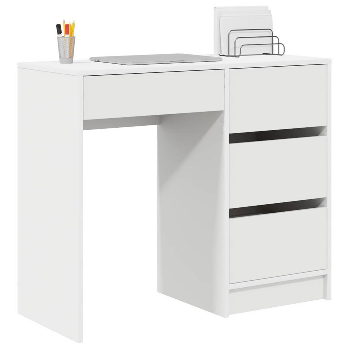 SCHREIBTISCH Mit Speicher Weiss 90/37,5/75 Cm Holzwerkstoff - Weiß, Holzwerkstoff (90/37.5/75cm) - vidaXL