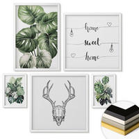 WANDBILDER 5er-Set - 50x50 cm & 20x30 cm & 40x60 cm Weißer Rahmen - Ausblicke auf Berge, Flüsse und Wasserfälle - Weiß, Kunststoff (40/60cm) - ArtPrintCave