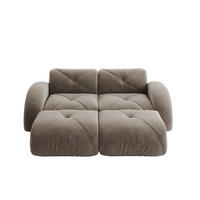 2-SITZER Sofa 204×171×76 cm Chenille Stoff rahmenlos modular mit 2 Hockern, braun - Braun, Textil (171/76/204cm) - Luhomfu