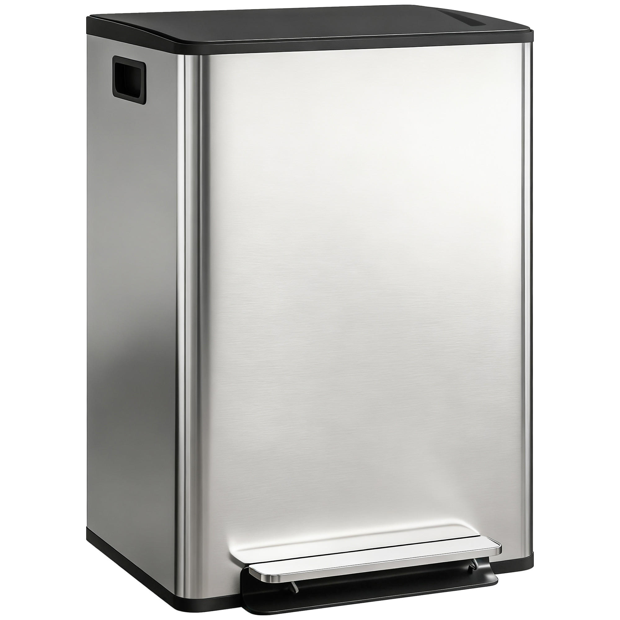 MÜLLTRENNSYSTEM Silber Edelstahl Soft-Close Pedal 2x30L - Silberfarben, Metall (47.5/67/37.5cm) - PANGIVO