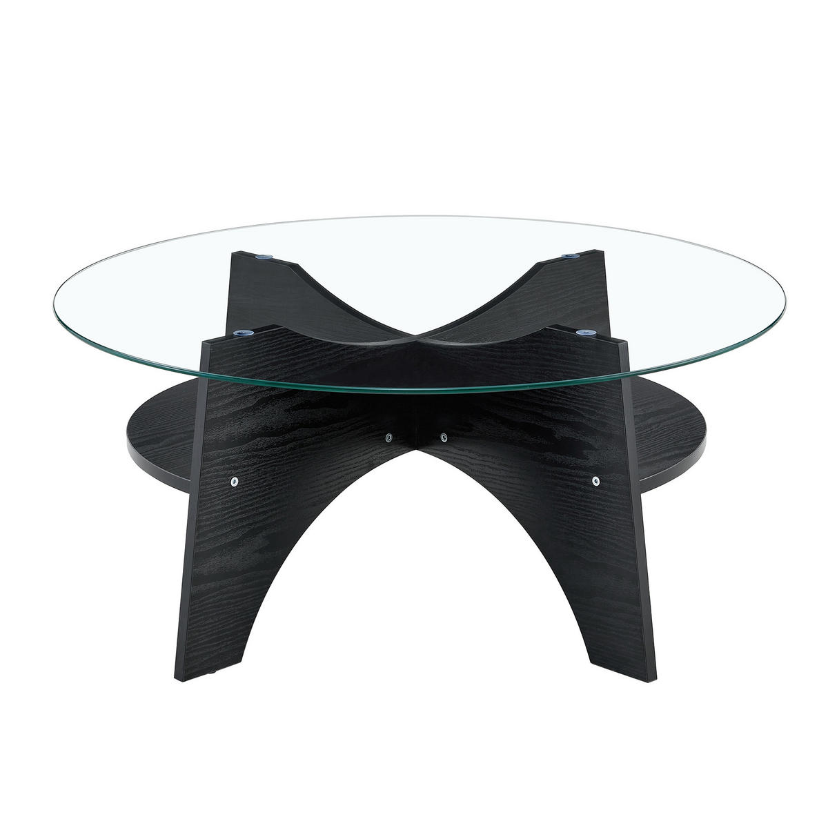 BEISTELLTISCH rund Ø 80 cm Glas Schwarz - Schwarz, Glas (80/80/36cm) - Meubliv