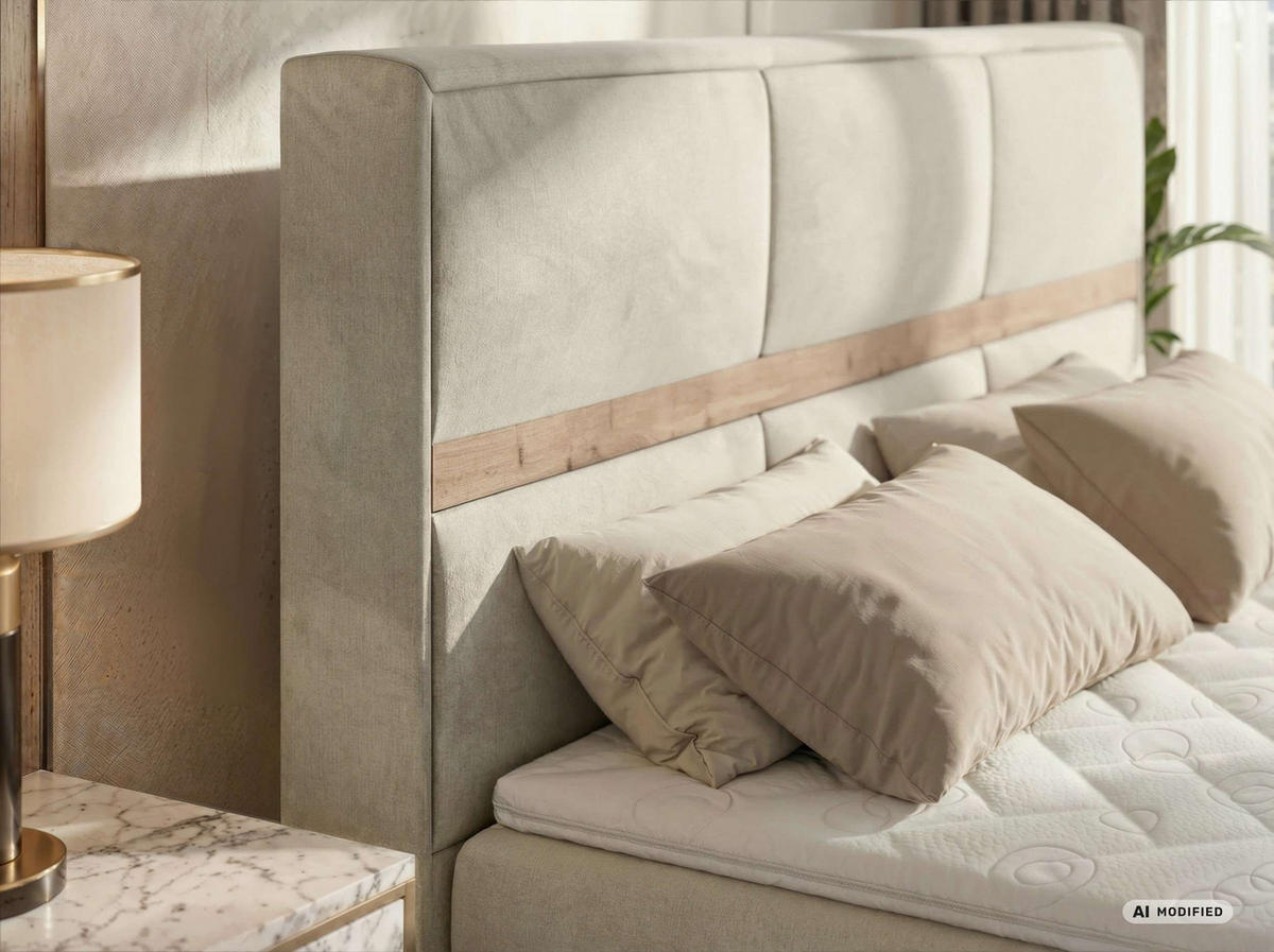 POSTEL BOXSPRING ORVO KING 140/200 - Béžová Samet - Topper T25 - H4 - černá/krémová, textil/plast (140/200cm) - MKS