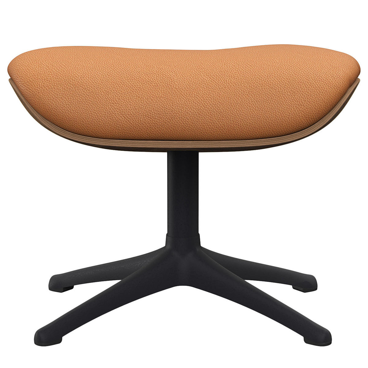 POLSTERHOCKER - Echtleder - Cognac/Schwarz, Leder/Metall (49/39/44cm) - home24