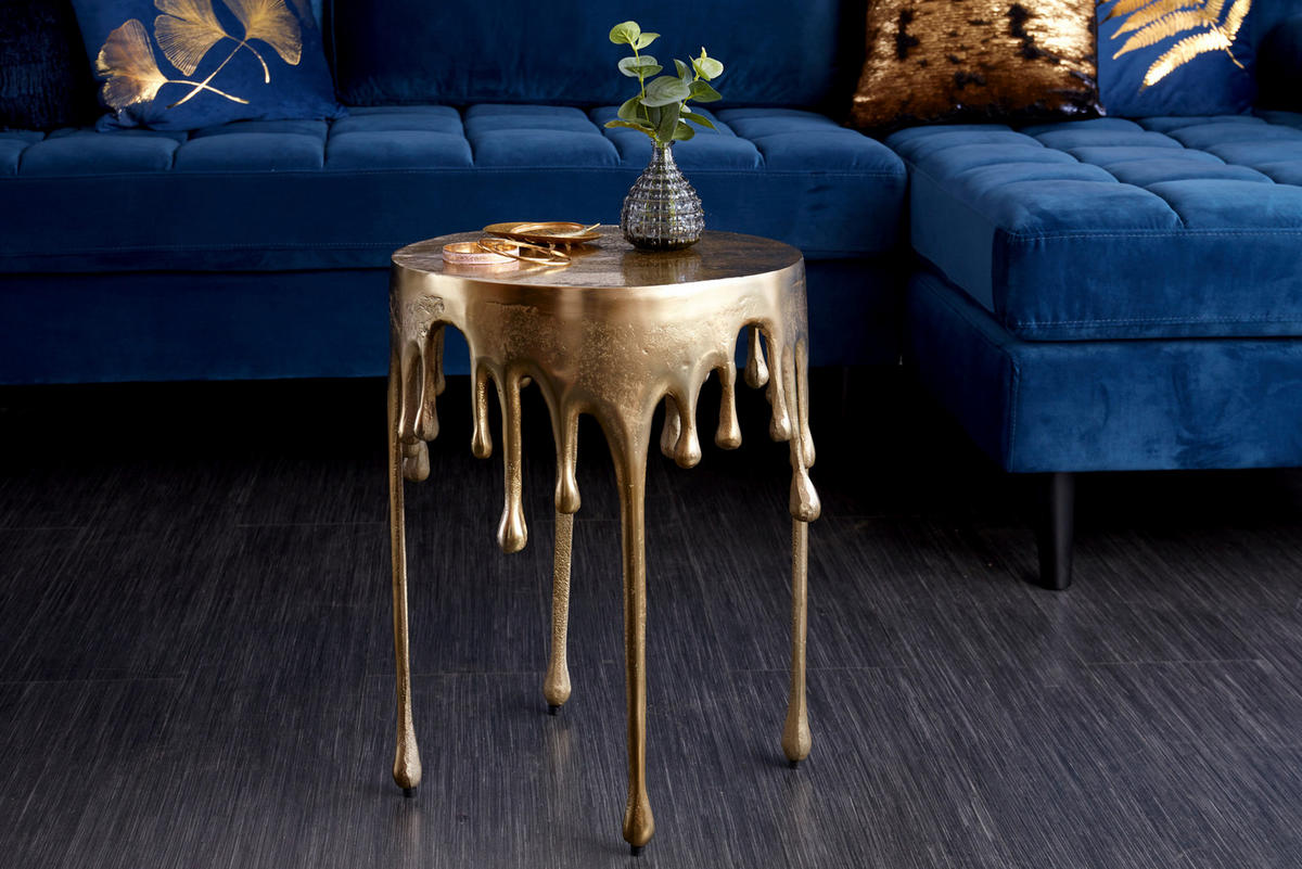 BEISTELLTISCH LIQUID LINE Metall Gold 50 cm - Goldfarben, Metall (37/37/51cm) - riess-ambiente