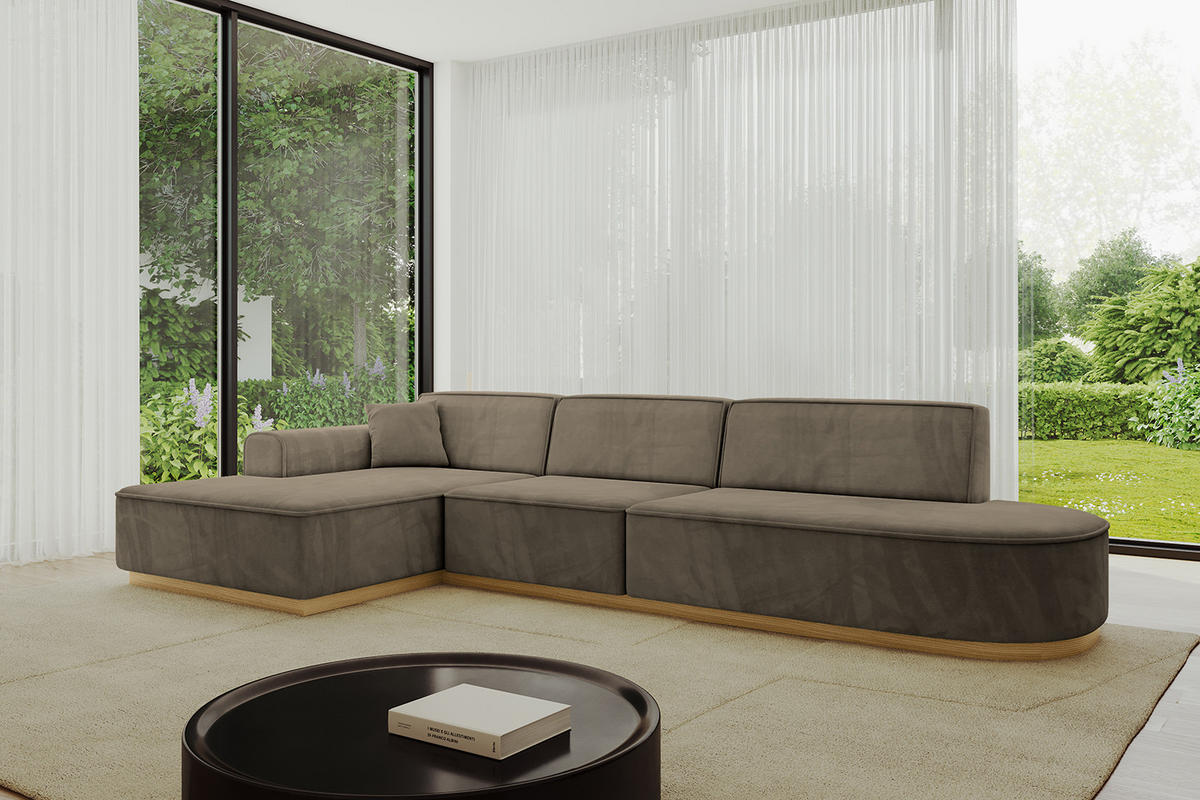 ECKSOFA Ottomane Links IREA-L2-v2 - 328x171x83 cm Braun - Braun, Holzwerkstoff/Textil (328/171cm) - ALTDECOR