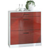 SCHUHSCHRANK Elvas Front in Bordeaux Hochglanz - Bordeaux, Holzwerkstoff (89/95.5/27cm) - Vladon