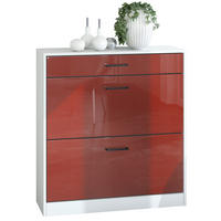SCHUHSCHRANK Elvas Front in Bordeaux Hochglanz - Bordeaux, Holzwerkstoff (89/95.5/27cm) - Vladon