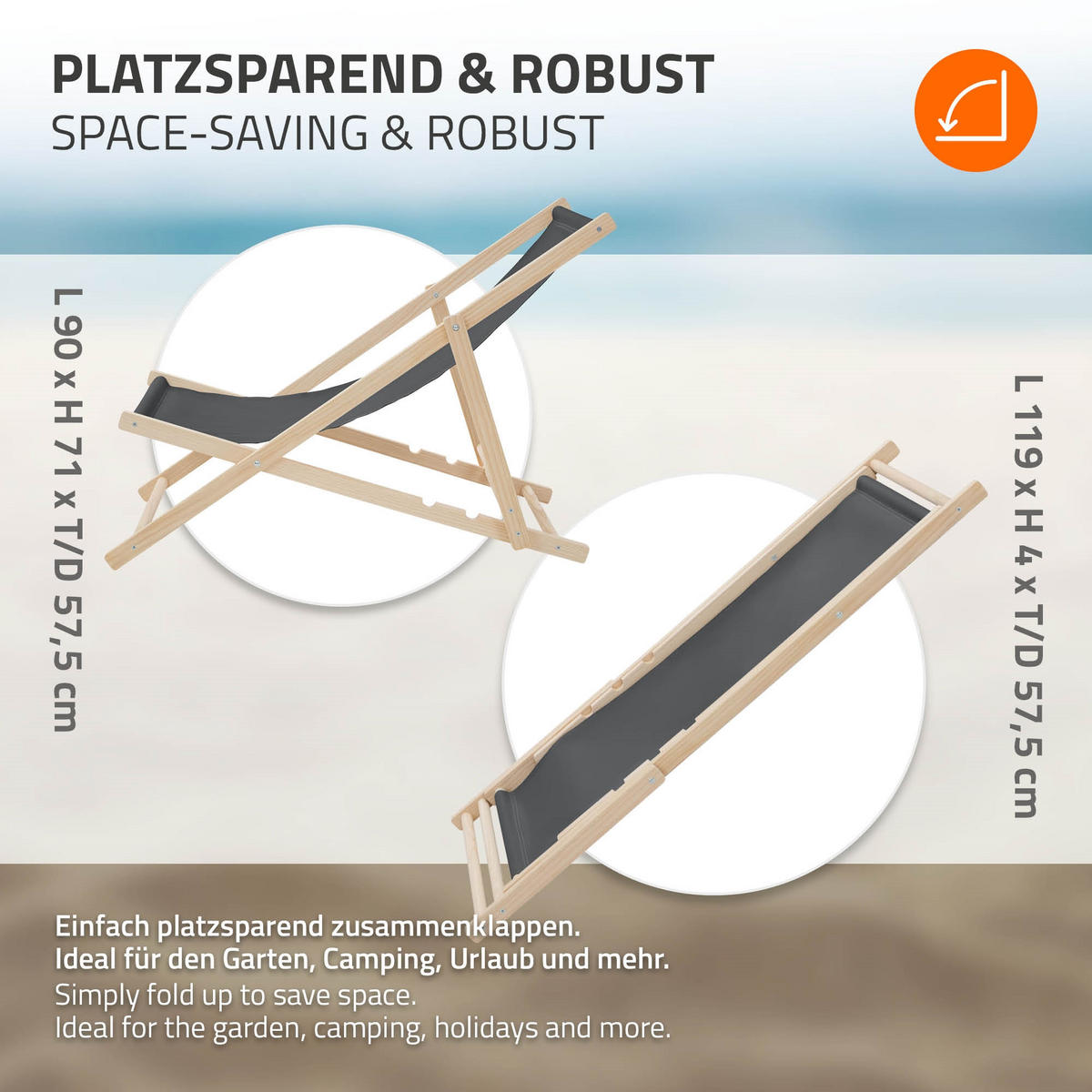 LIEGESTUHL 10er Set Anthrazit - Anthrazit, Holz (57.5/83/100cm) - ECD-Germany
