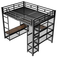 HOCHBETT 140/200 cm DE-32857 mit Schreibtisch und LED Schwarz - Schwarz, Metall (140/200cm) - ComfortXL