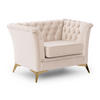 CHESTERFIELD-SESSEL Whitby Beige Samt mit goldenen Füßen - Beige/Goldfarben, Holz/Textil (116/78/82cm) - S-Style Möbel