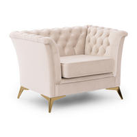 CHESTERFIELD-SESSEL Whitby Beige Samt mit goldenen Füßen - Beige/Goldfarben, Holz/Textil (116/78/82cm) - S-Style Möbel