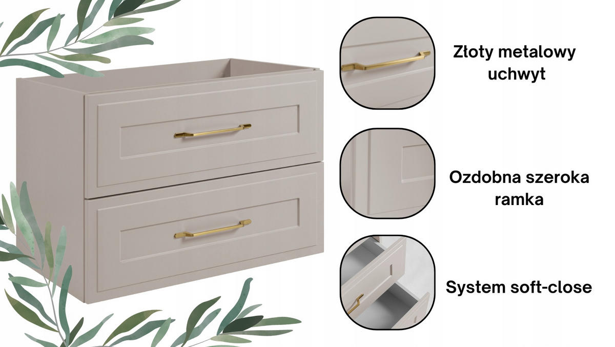 WASCHBECKUNTERSCHRANK + HÄNGESÄULE CLASSIC 80cm Kaschmir - Kaschmir, Holzwerkstoff (80/58/46cm) - Rodan