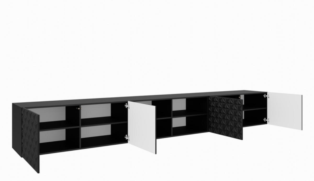TV-SCHRANK Schwarz ALI Offene Fächer Dekorative Fronten 300 cm - Schwarz, Holzwerkstoff (300/41/40cm) - Sepro Meble