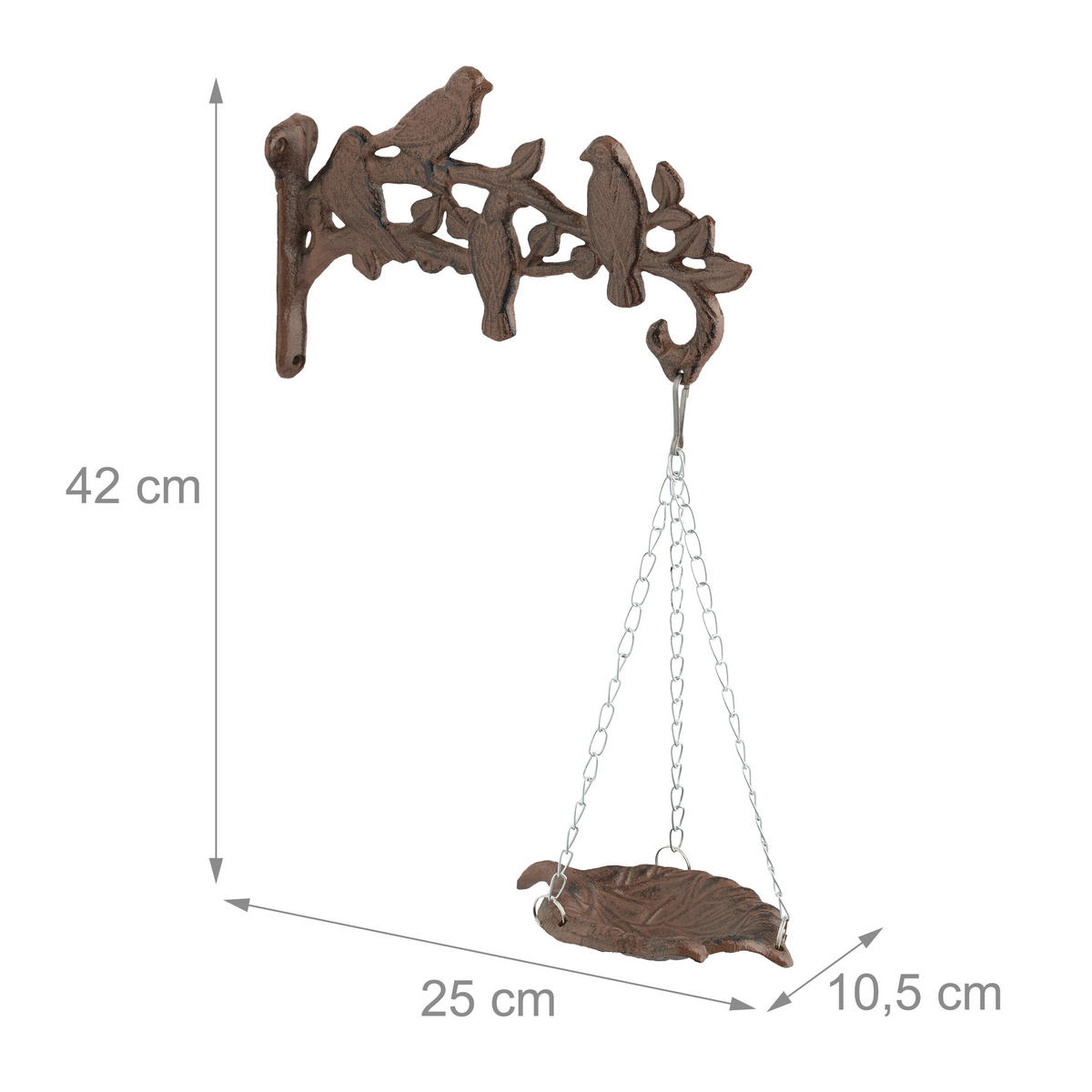 VOGELTRÄNKE - Braun, Metall (25/42/10.5cm) - Relaxdays