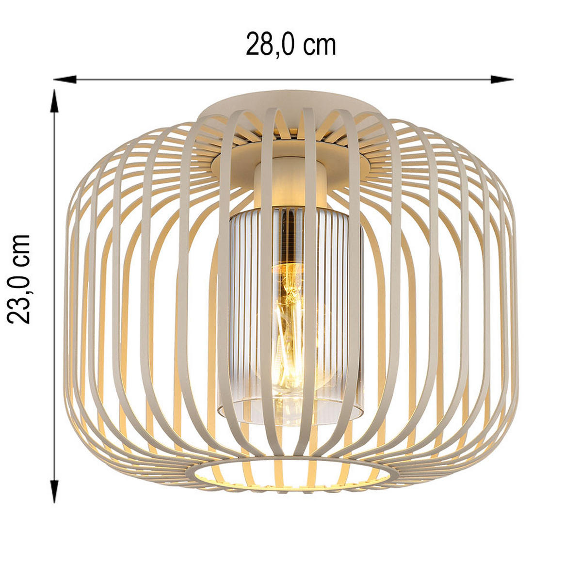 DECKENLEUCHTE Metall Rauchglas Grau - Grau, Glas (28/28/23cm) - Globo Lighting