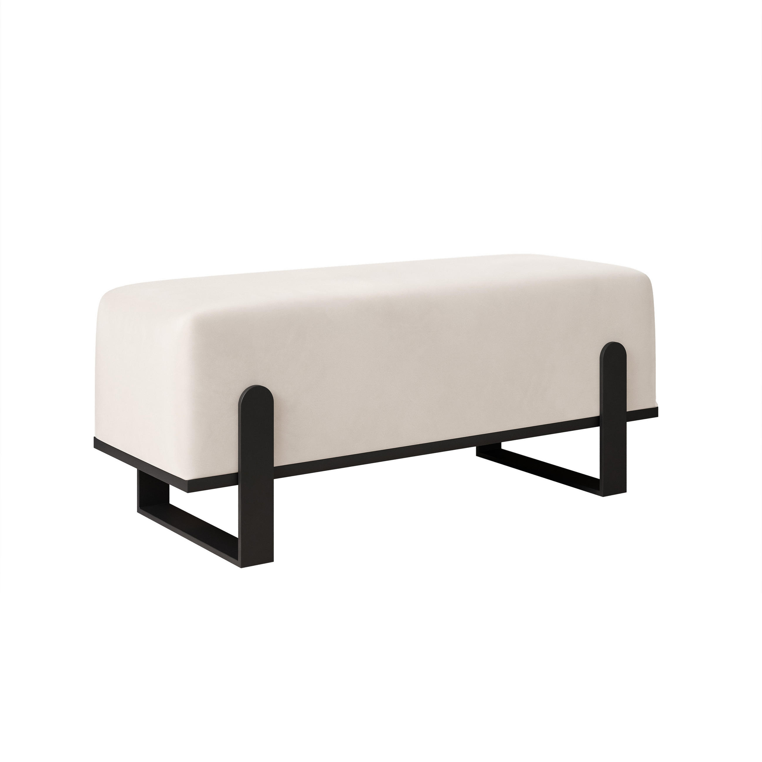 POLSTERBANK MARA 100 cm Schwarz / Creme ,Metallgestell - Creme, Metall (100/47/35cm) - Idohome