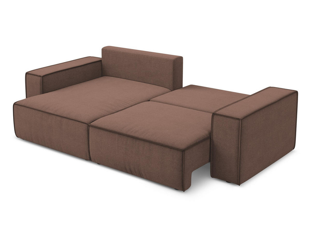 ECKSOFA mit Schlaffunktion Strukturstoff Stoff Pink - Pink/Hellrosa, Kunststoff/Textil (148/257cm) - Makamii