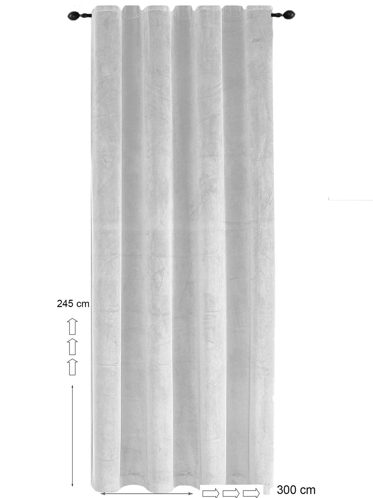 VORHANG Kräuselband Samt 300/245 cm Weiß - Weiß, Textil (300/245/245cm) - TiborTex