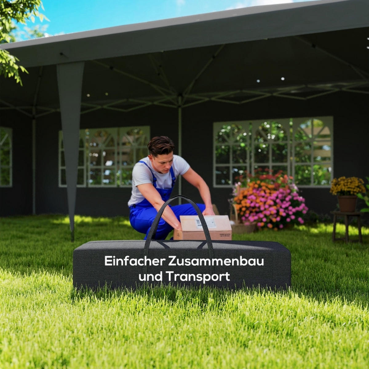 PAVILLON Pop-up Faltpavillon Schwarz 3x6 m - Schwarz, Metall (295/270/585cm) - ComfortXL