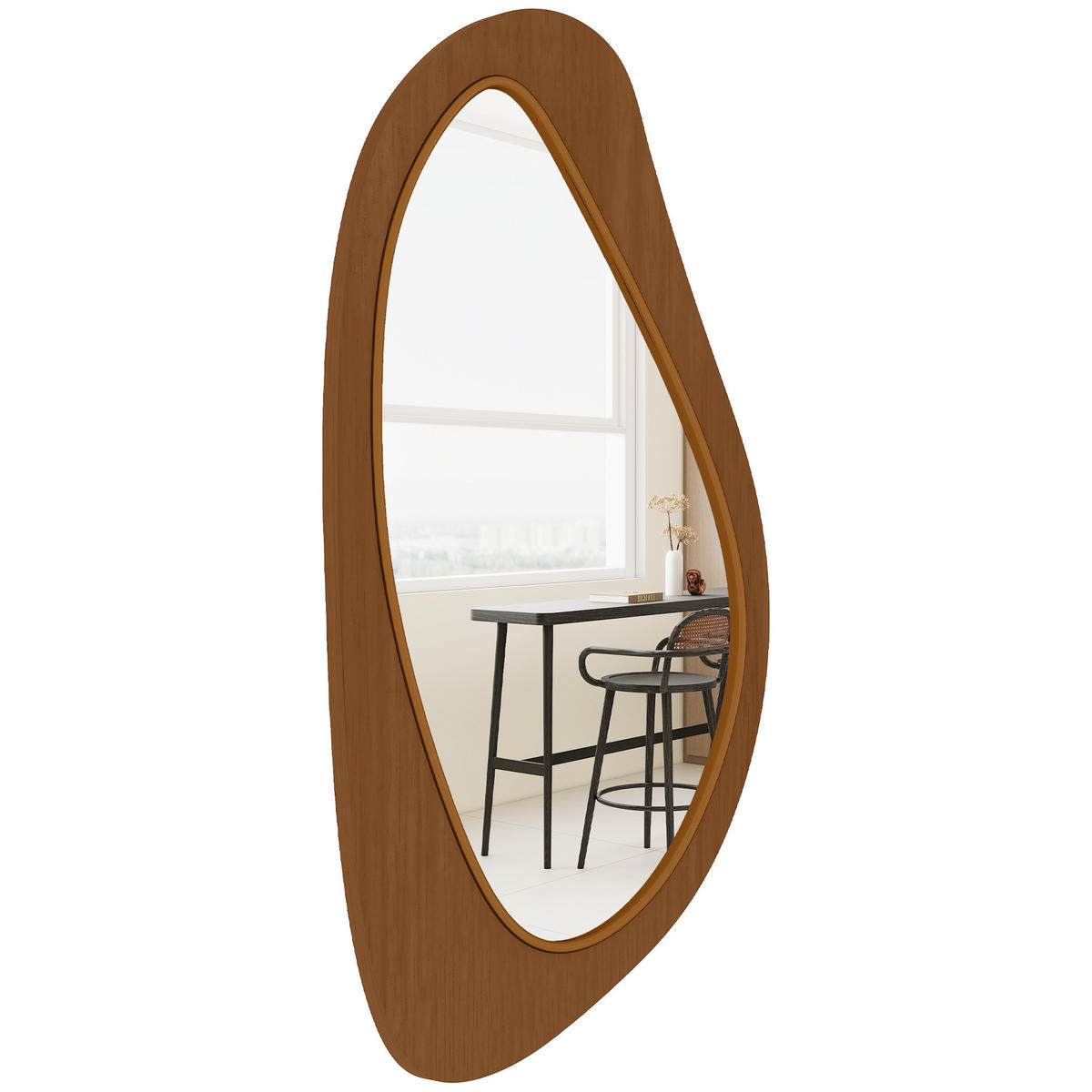 WANDSPIEGEL DE-14362 asymmetrisch mit Holzrahmen Naturholz - Naturfarben, Holzwerkstoff (91.5/3/45cm) - ComfortXL