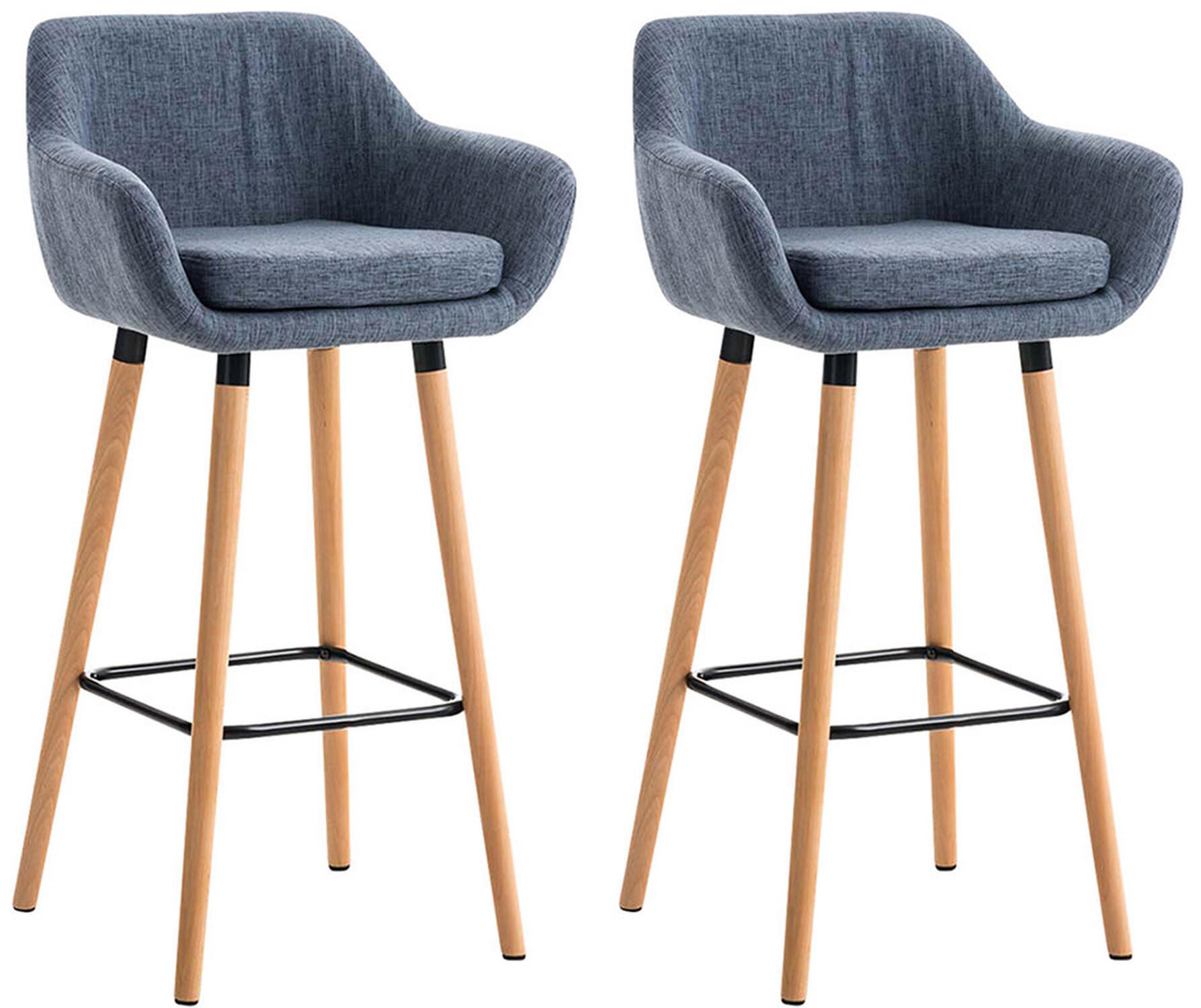 BARHOCKER Grande, 2er Set, Gestell Holz, Stoff Blau - Blau/Braun, Holz/Textil (55/99/46cm) - TPFLiving