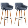 BARHOCKER Grande, 2er Set, Gestell Holz, Stoff Blau - Blau/Braun, Holz/Textil (55/99/46cm) - TPFLiving